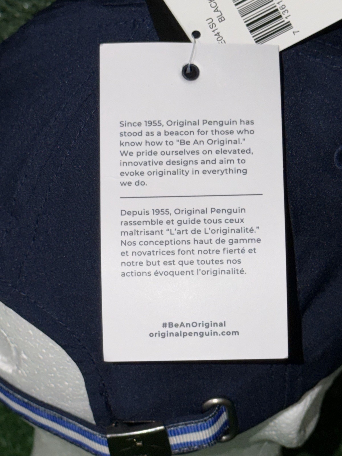 Penguin Original Golf Embroidered Letters Strapback Hat Black Iris (Navy), New