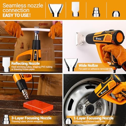 Heat Gun Hot Air Gun: 1800W Heat Guns with Variable Temperature Control 120℉