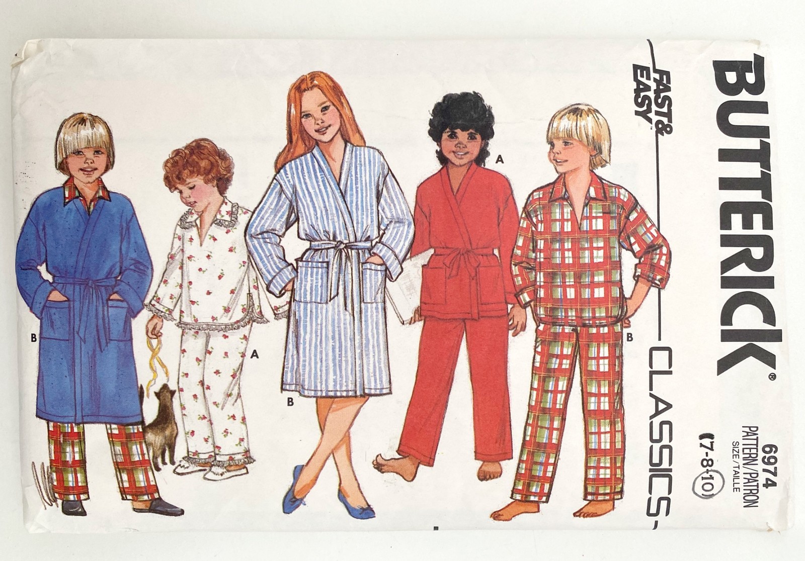 Butterick Pattern 6974 Kids Robes Pajamas Top Bottoms EASY Sz 7 8 10
