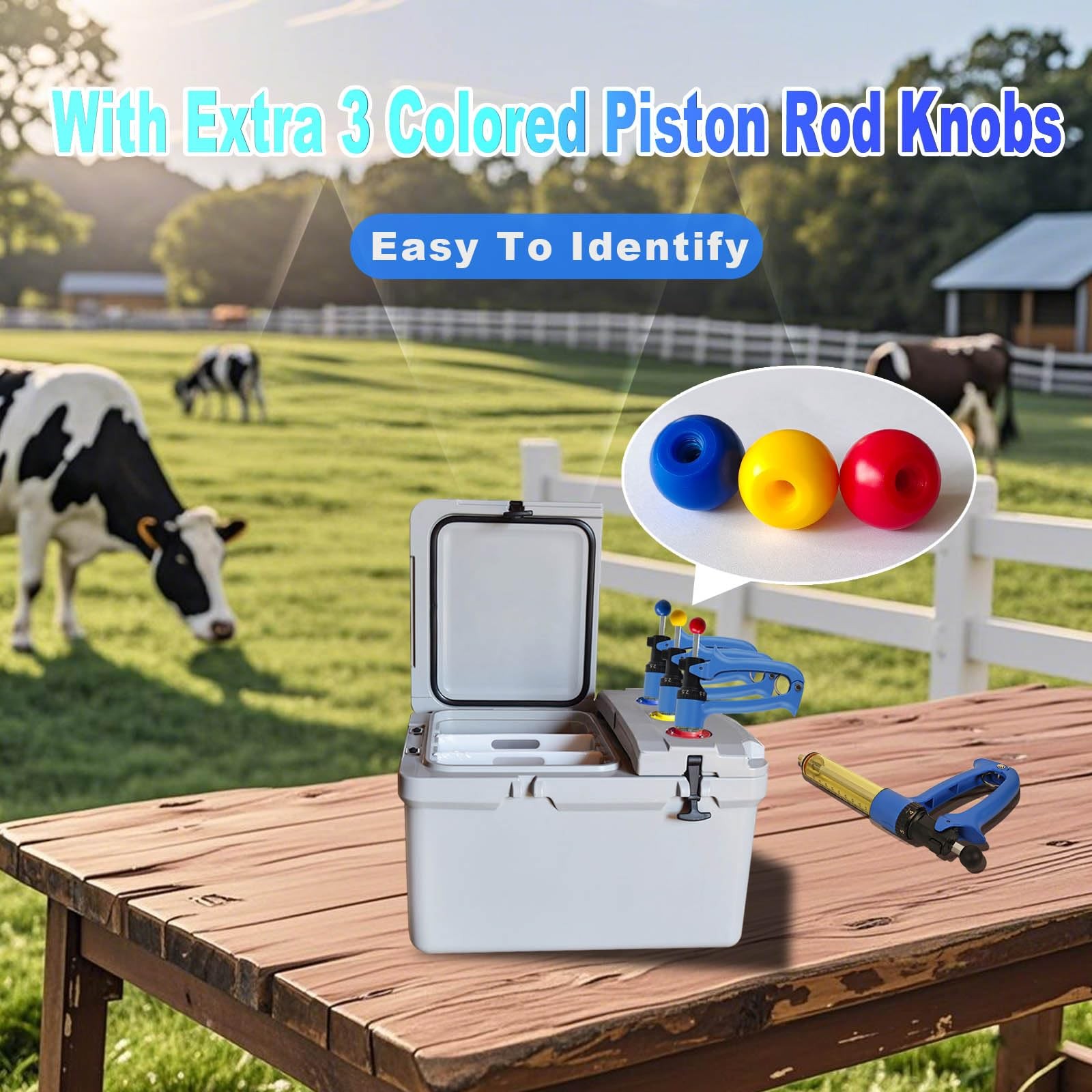 RANCH CHOICE 25ml Semi Automatic Livestock Syringe with Color Piston Knobs Repea