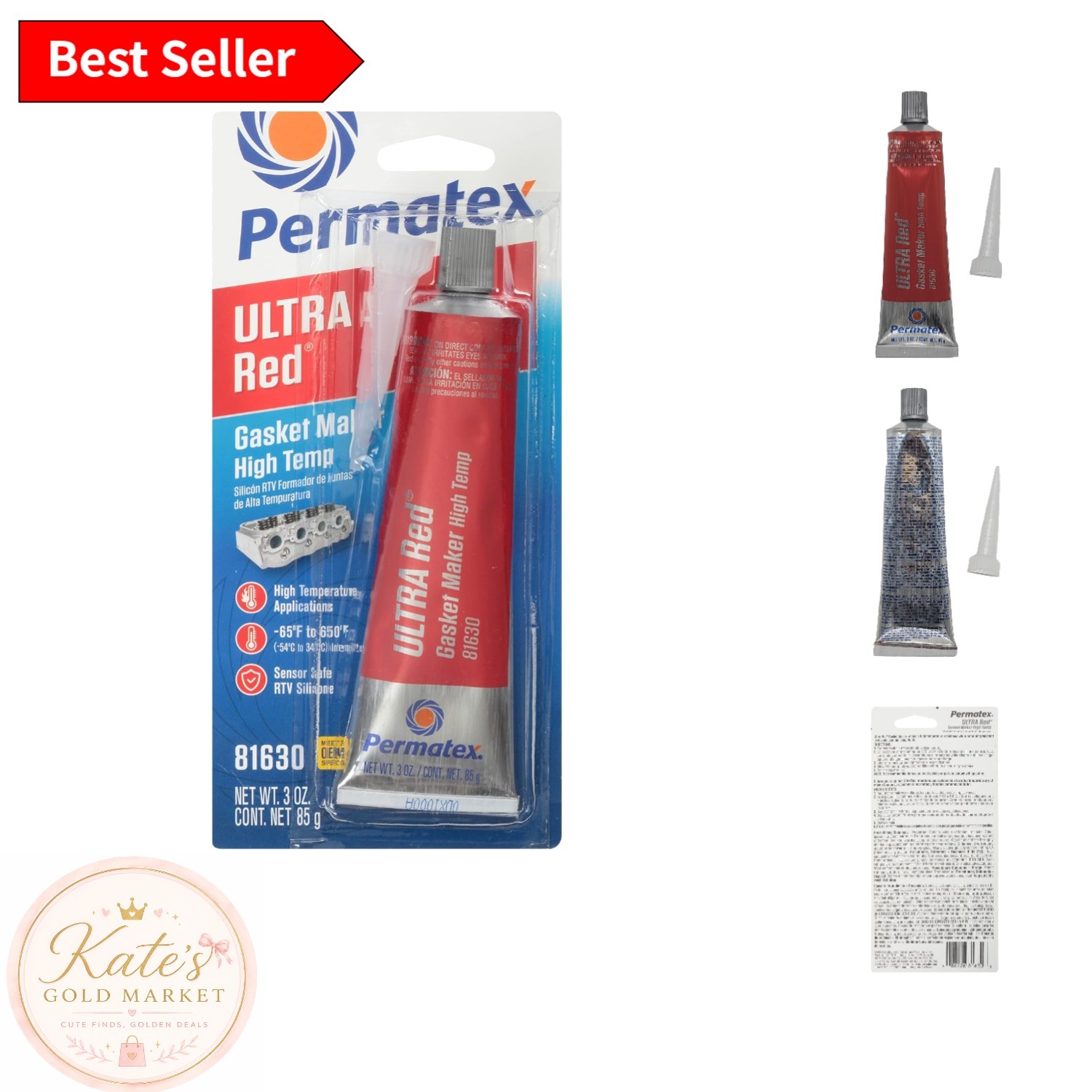 3 Oz Ultra Red Gasket Maker - Non-Toxic, Flexible, High Temperature Solution