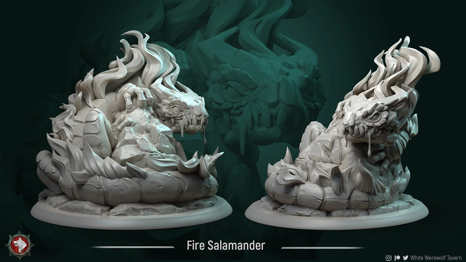 Fire Salamander - Resin Tabletop Miniature