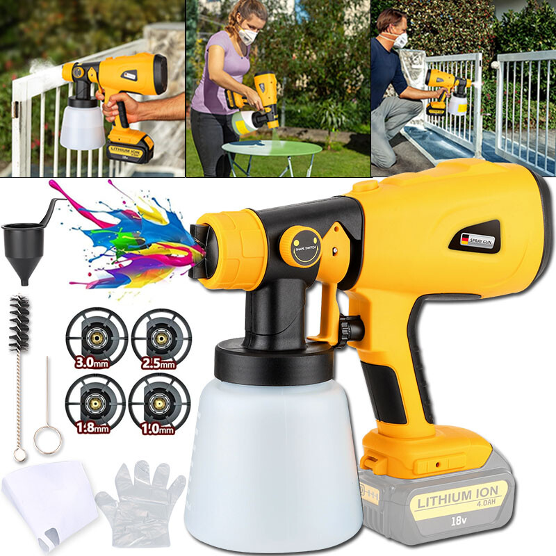 1000ML Electric Spray Gun for Dewalt Battery Cordless High Power Paint Sprayer