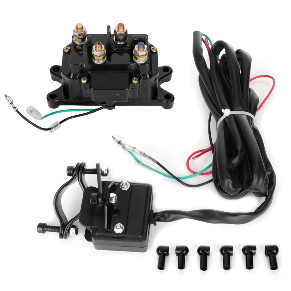 For Atv Utv 12V Solenoid Relay Contactor & Winch Rocker Thumb Switch Combo