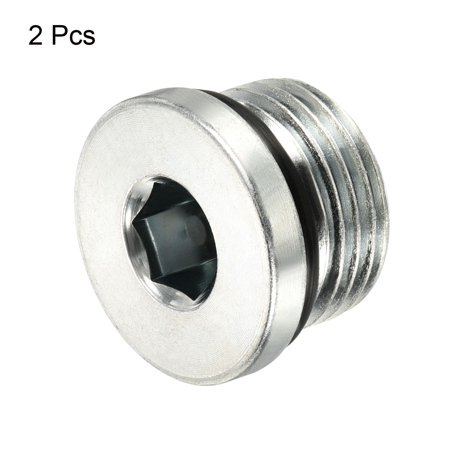 3/4-16UNF Hex Head Pipe Fitting Plug, 2 Pack Male Thread 45# Steel Plug