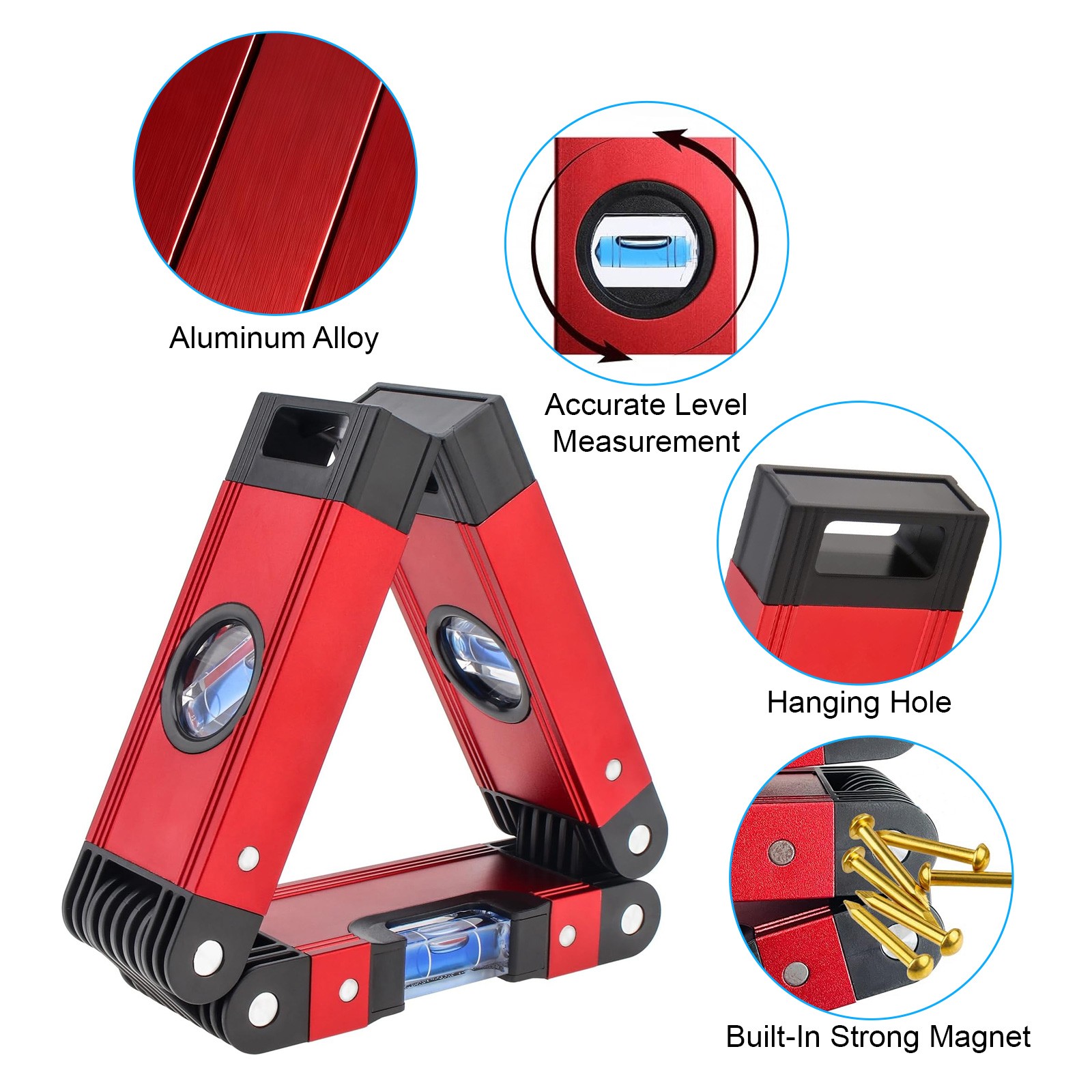 16.9" Folding Level Magnetic Multi Angle Measuring Tool for Corners Pipes Stairs