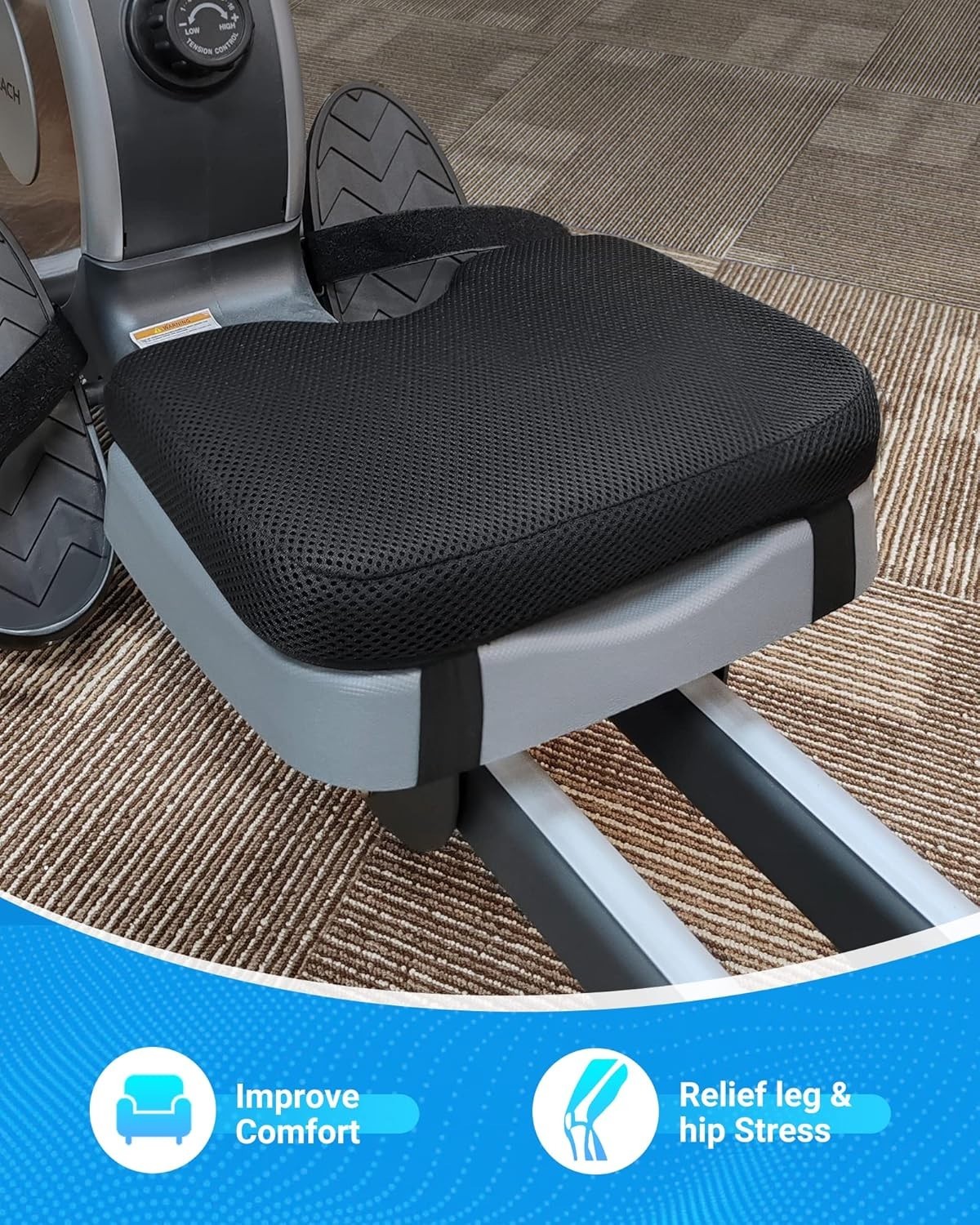 Rowing Machine Seat Cushion, MERACH Rower Seat Cushion, 2 Strap Fixation, Cus...