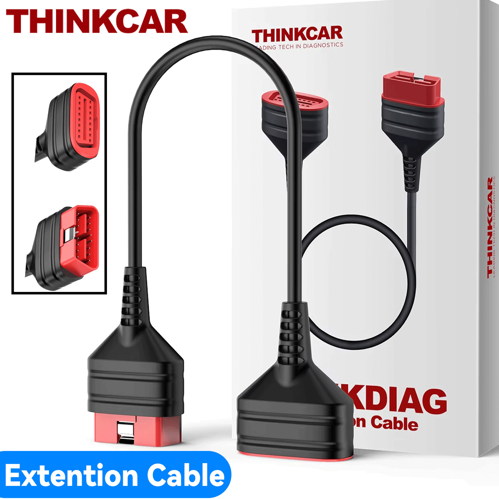 THINKCAR THINKDIAG 16 Pin OBD2 Extension Cable, 2feet for Thinkscan Scanner