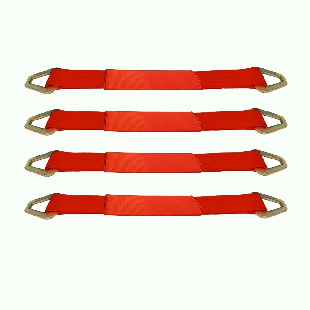 4 Pack 2" x 30" Axle Straps with Protective Sleeve & Delta Rings, WLL 3,335 lbs