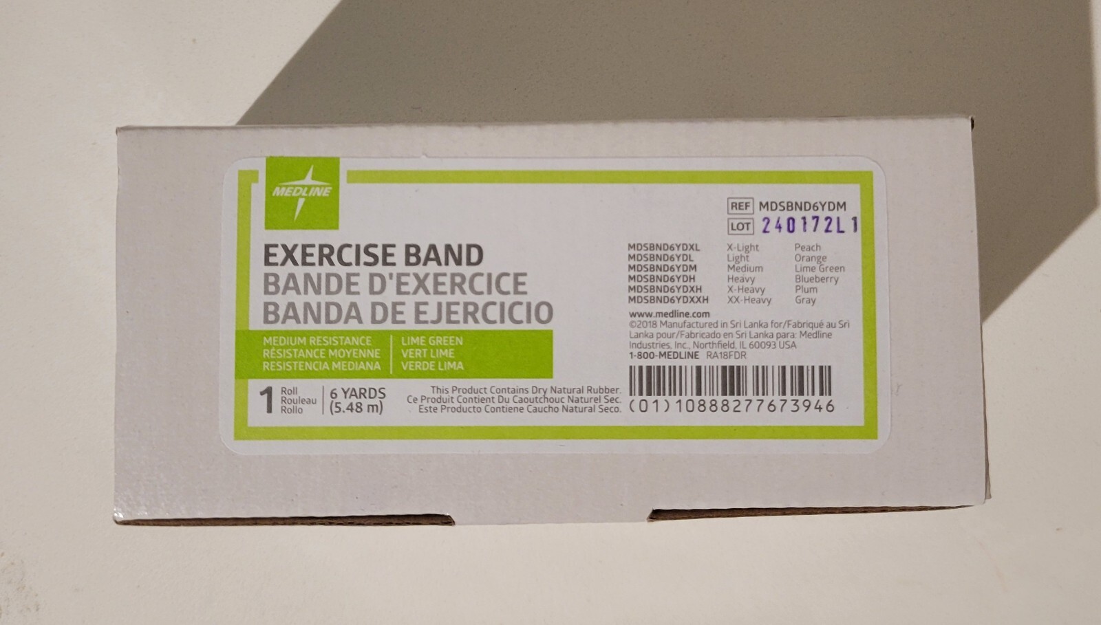 Medline Exercise Band 5"x6 yd/18 Ft Roll Latex Free Medium Resistance