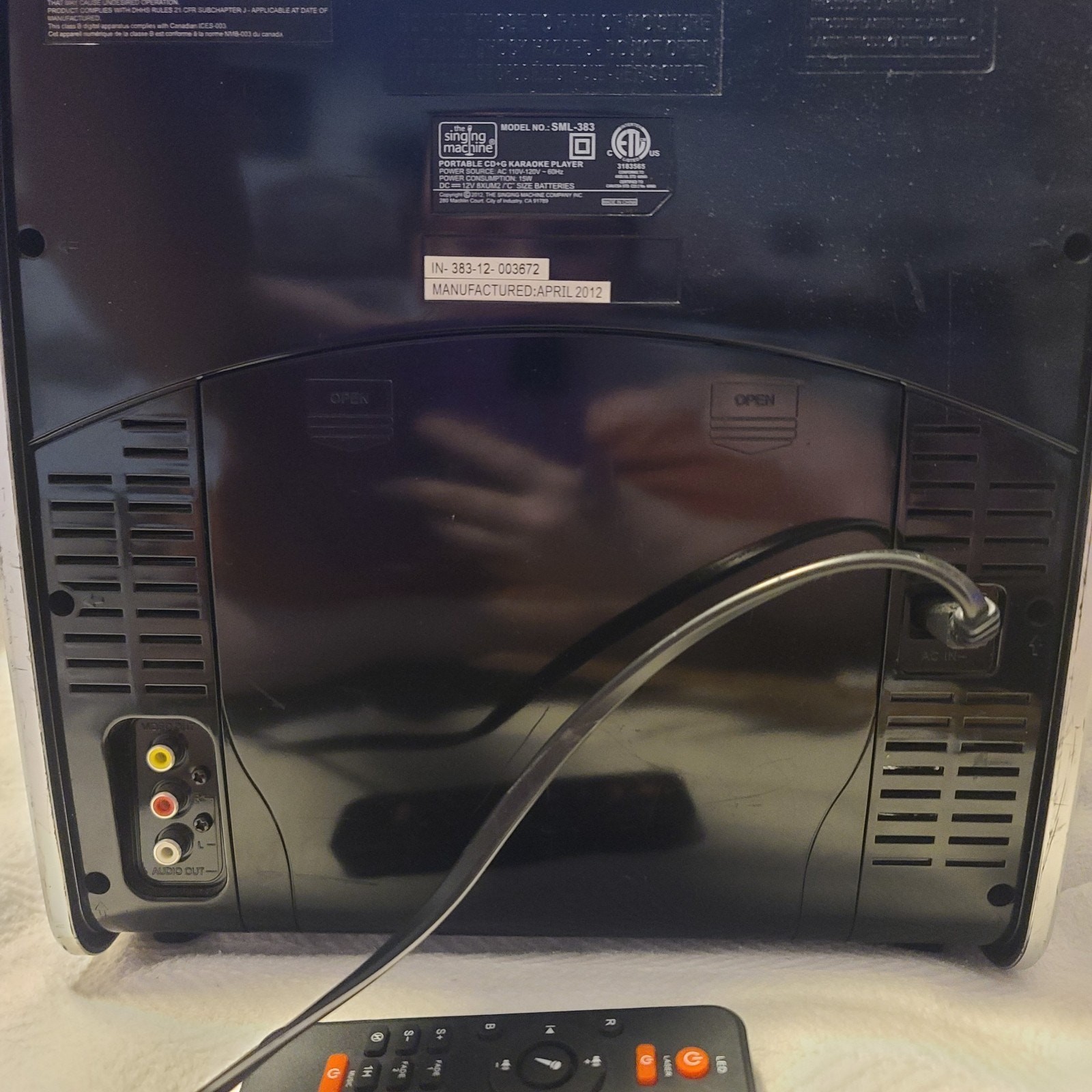 The Singing Machine, SML 383 portable karaoke machine No Mic