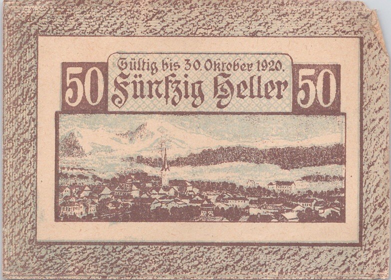 Austria Notgeld Wildschonau 50 Heller 1920 Vintage Paper Money Banknote VF
