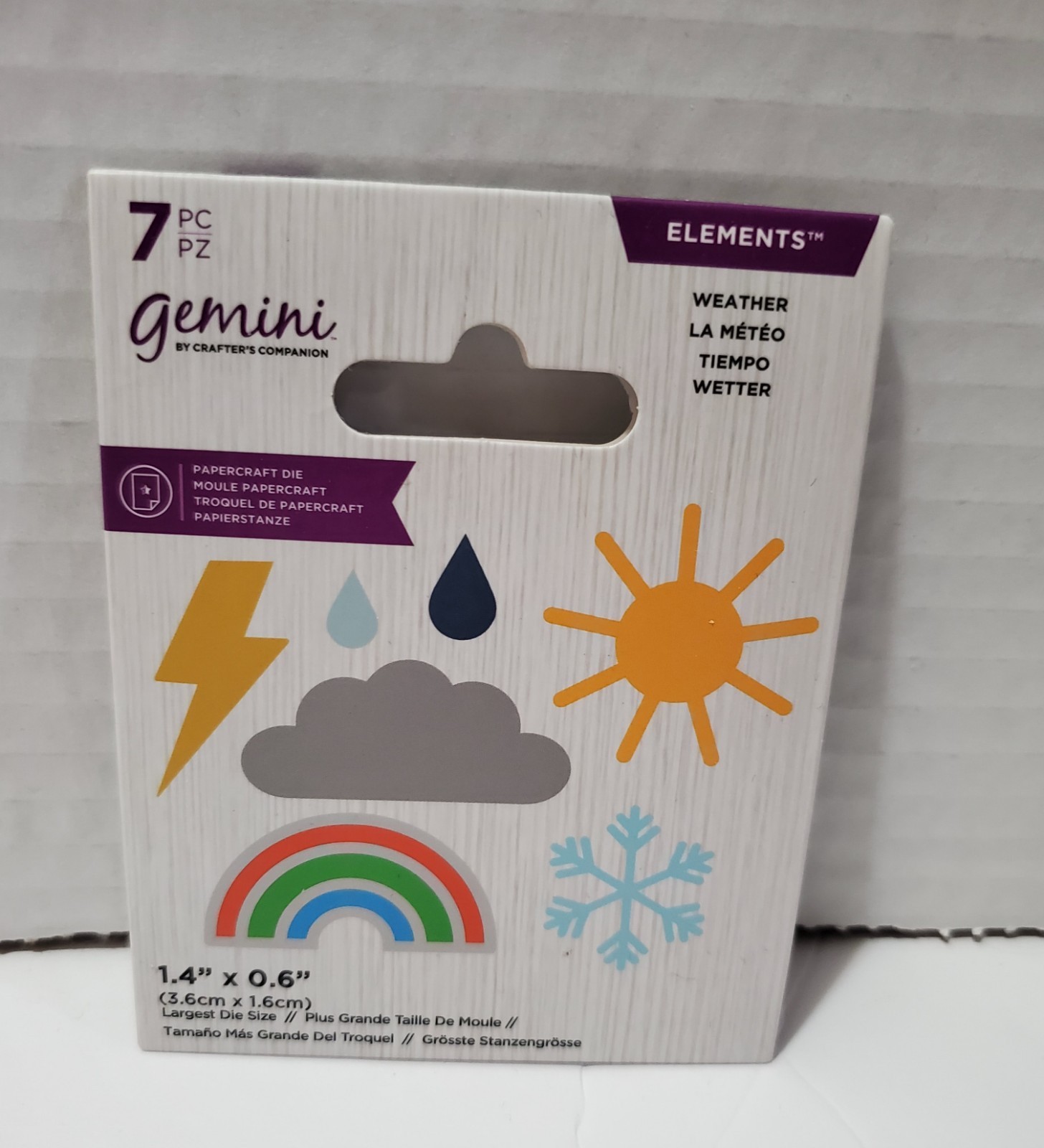 CC1 Crafters Companion Elements Weather 1.4" X 0.6" Die Set New, Cloud Rainbow
