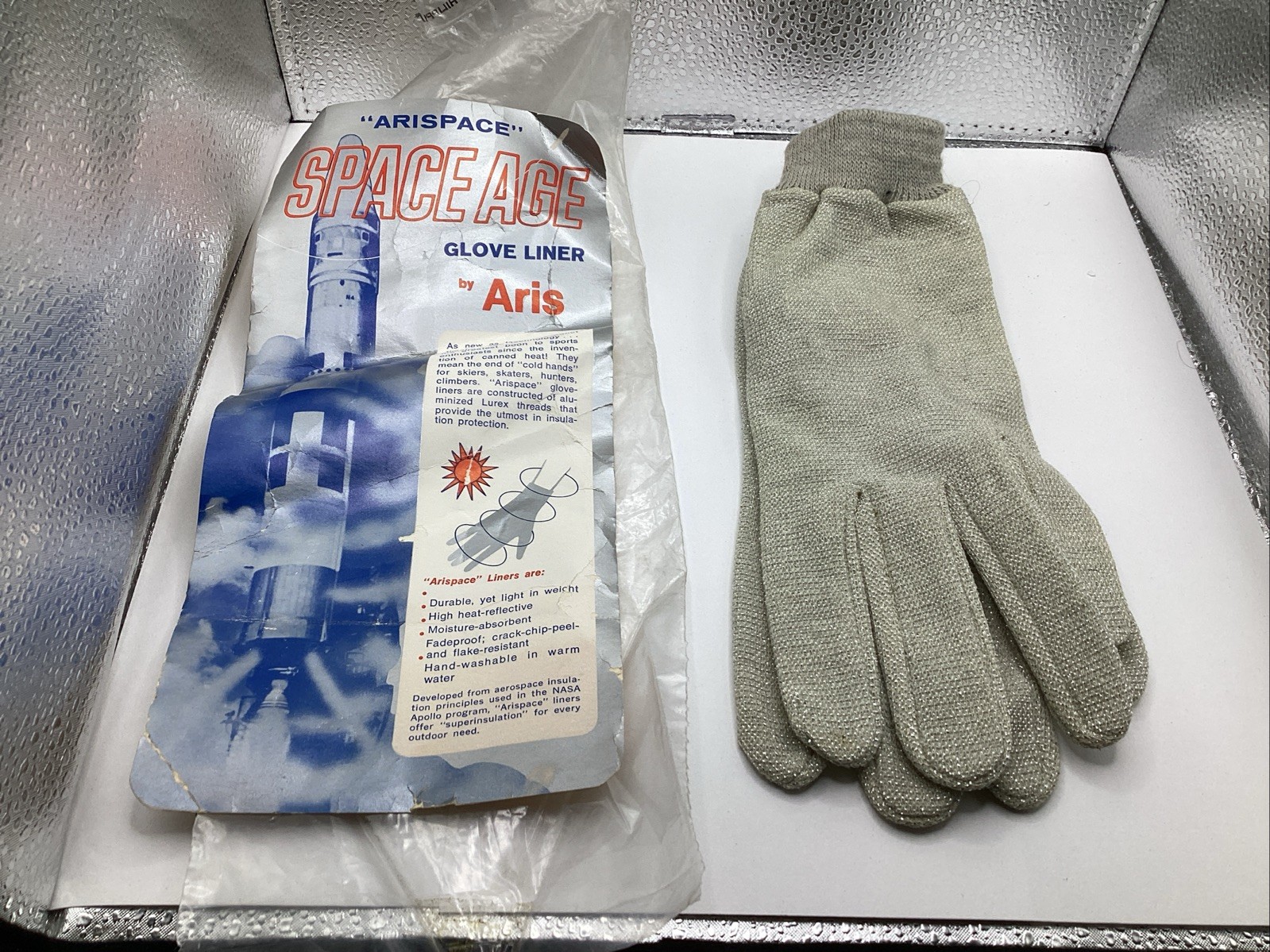 ARISPACE Space Age Glove Liners By Aris NASA APOLLO PROGRAM