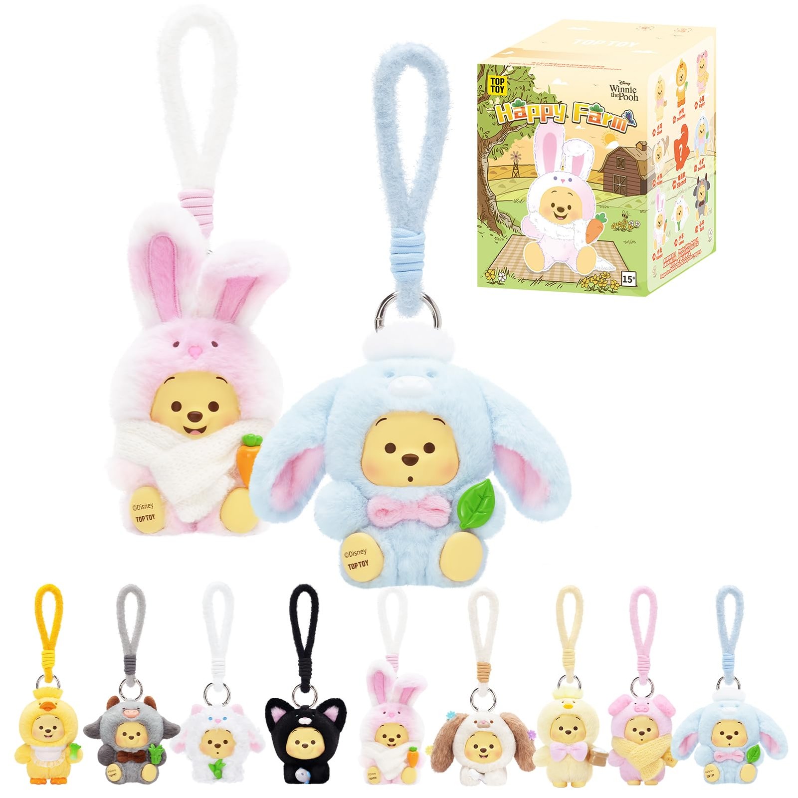 TOP TOY Disney Winnie Pooh Happy Farm Plush Pendant Blind Box Figure 4.2oz