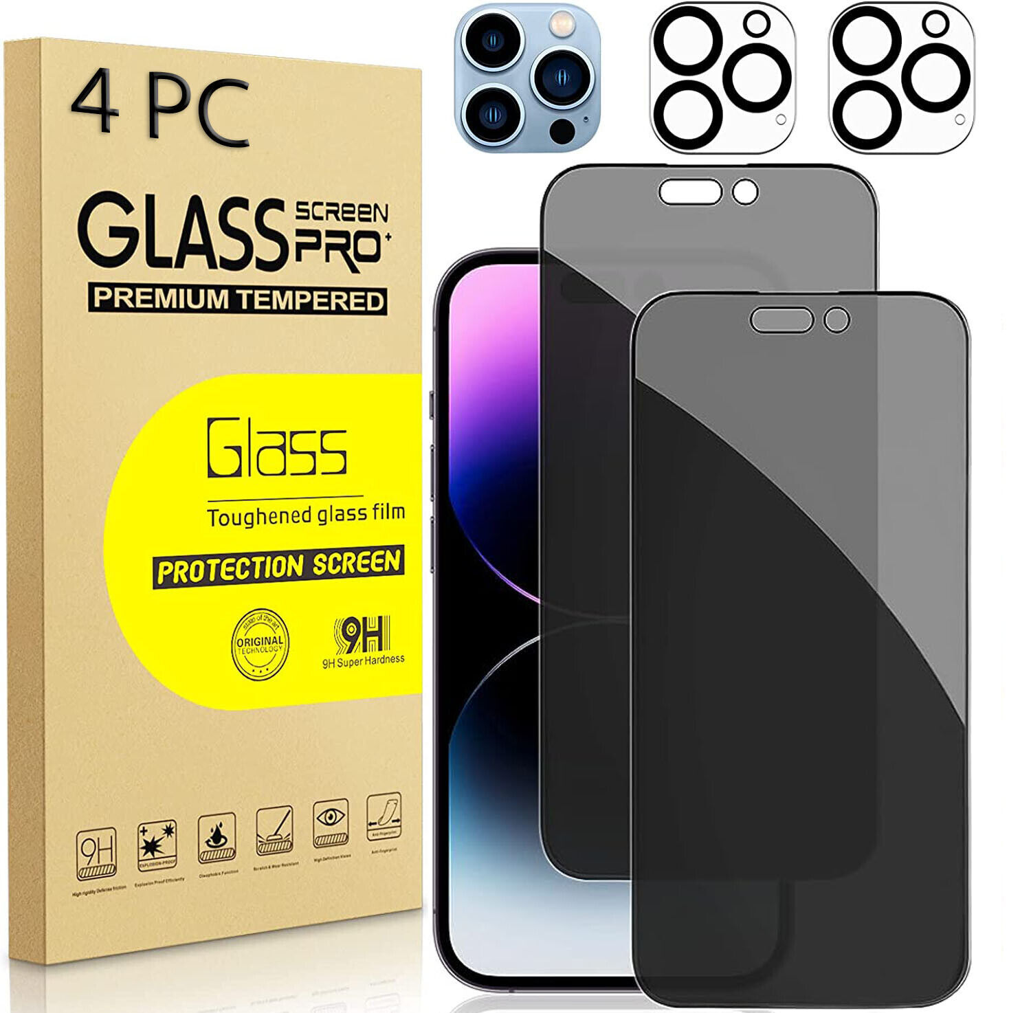For iPhone 17e 17 Pro Max 16 15 14 Privacy Tempered Glass Screen Protector+Lens
