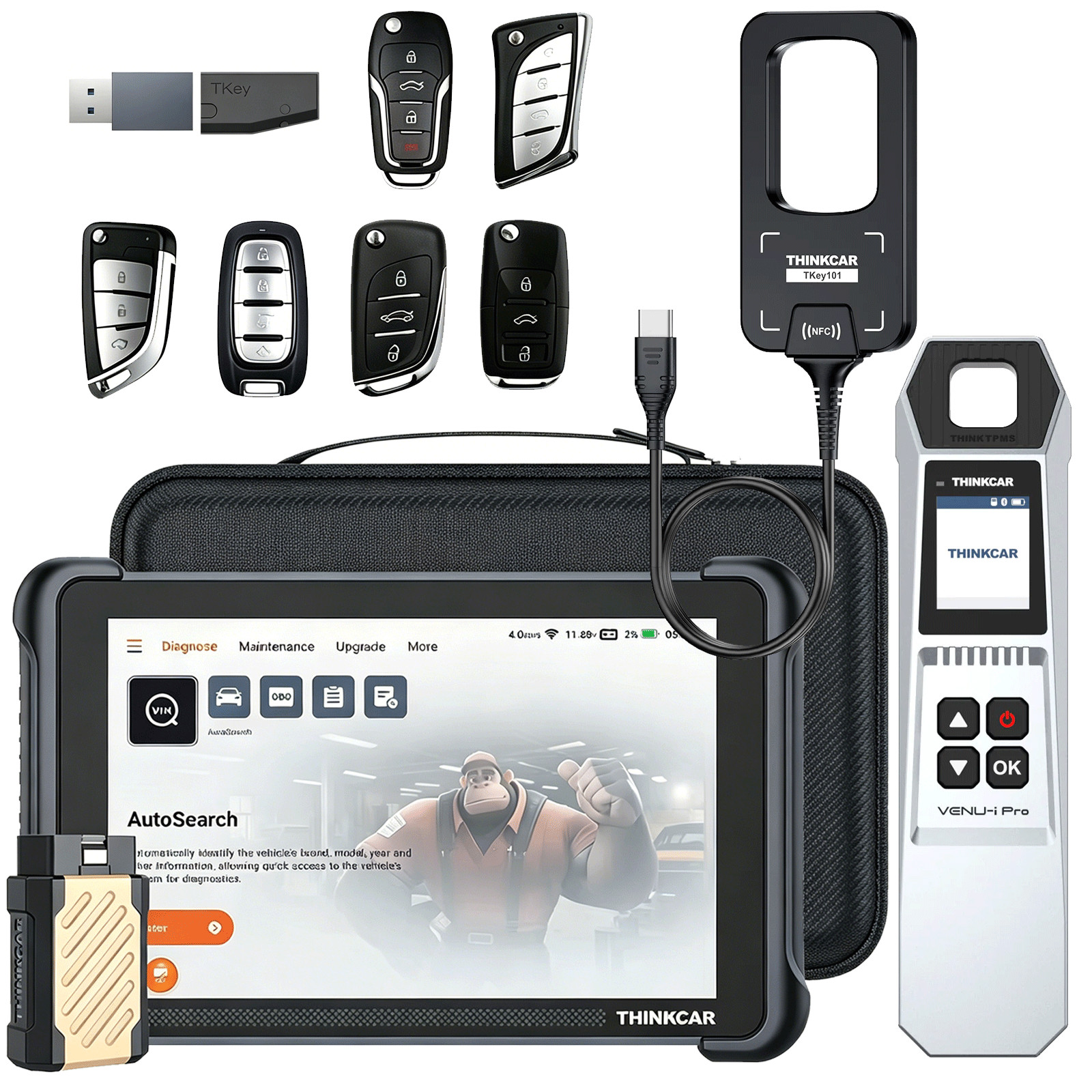 Thinkscan 689BT +TKEY101 iPRO Key Fob Coding TPMS Programmer Kit OBD2 Diagnostic