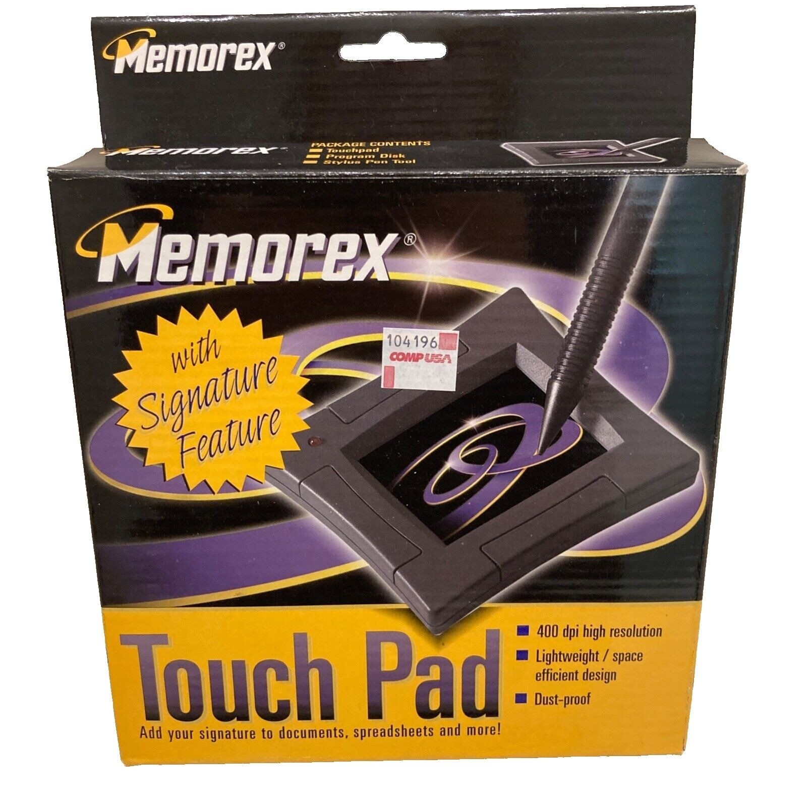 Memorex Touch Pad Signature Feature 400 dpi resolution Speed 9600 baud READ* USA