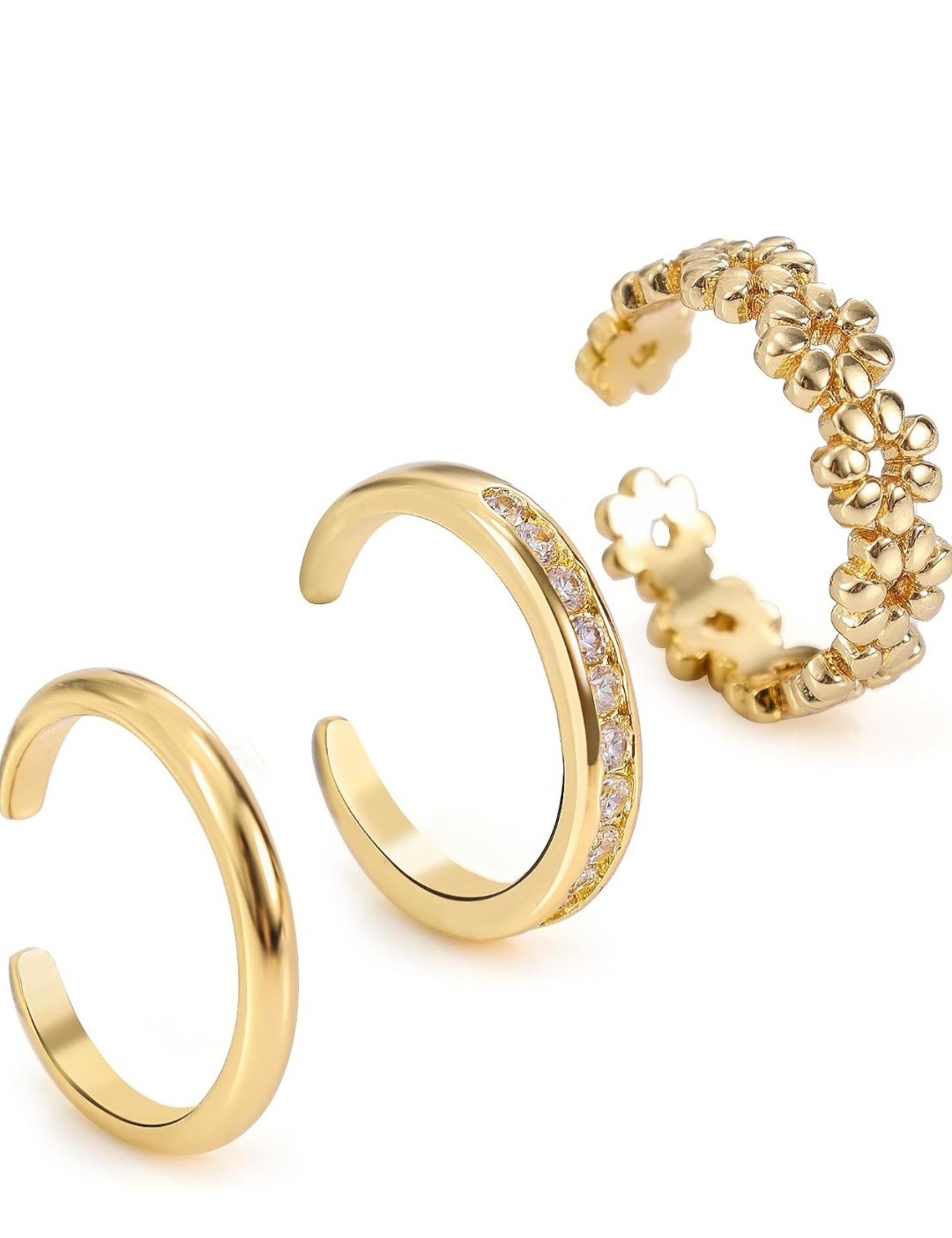 NEW 34 Packages /3pcs Gold Toe Rings, Open Adjustable Copper Toe Ring Set