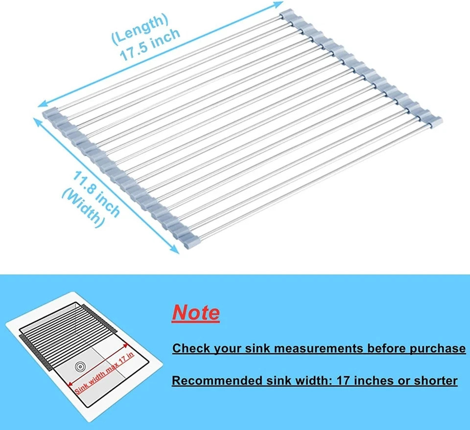 Roll Up Dish Drying Rack Over The Sink Dish Drainer for Kitchen Counter