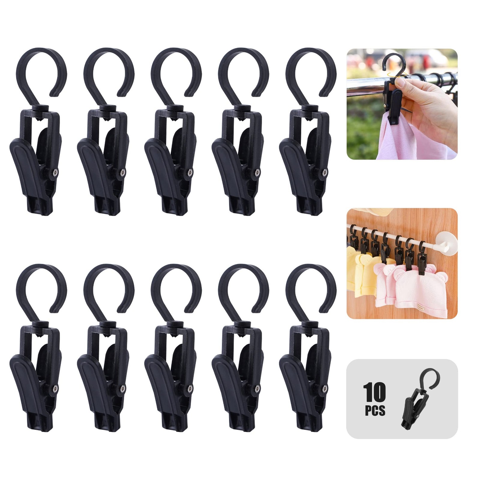 Rotating Laundry Hook Clip,Plastic Clothes Swivel Hanger,Multipurpose Anti-sk...