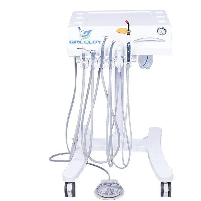 Mobile Dental Unit Portable Dental Delivery Cart with Scaler+Curing Light 4H