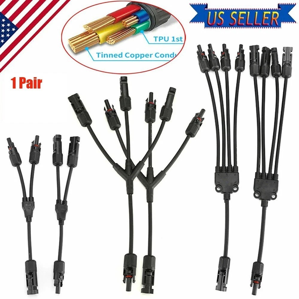 Solar Panel Y Branch Cable Connection Waterproof Adapter Connector Extension NEW