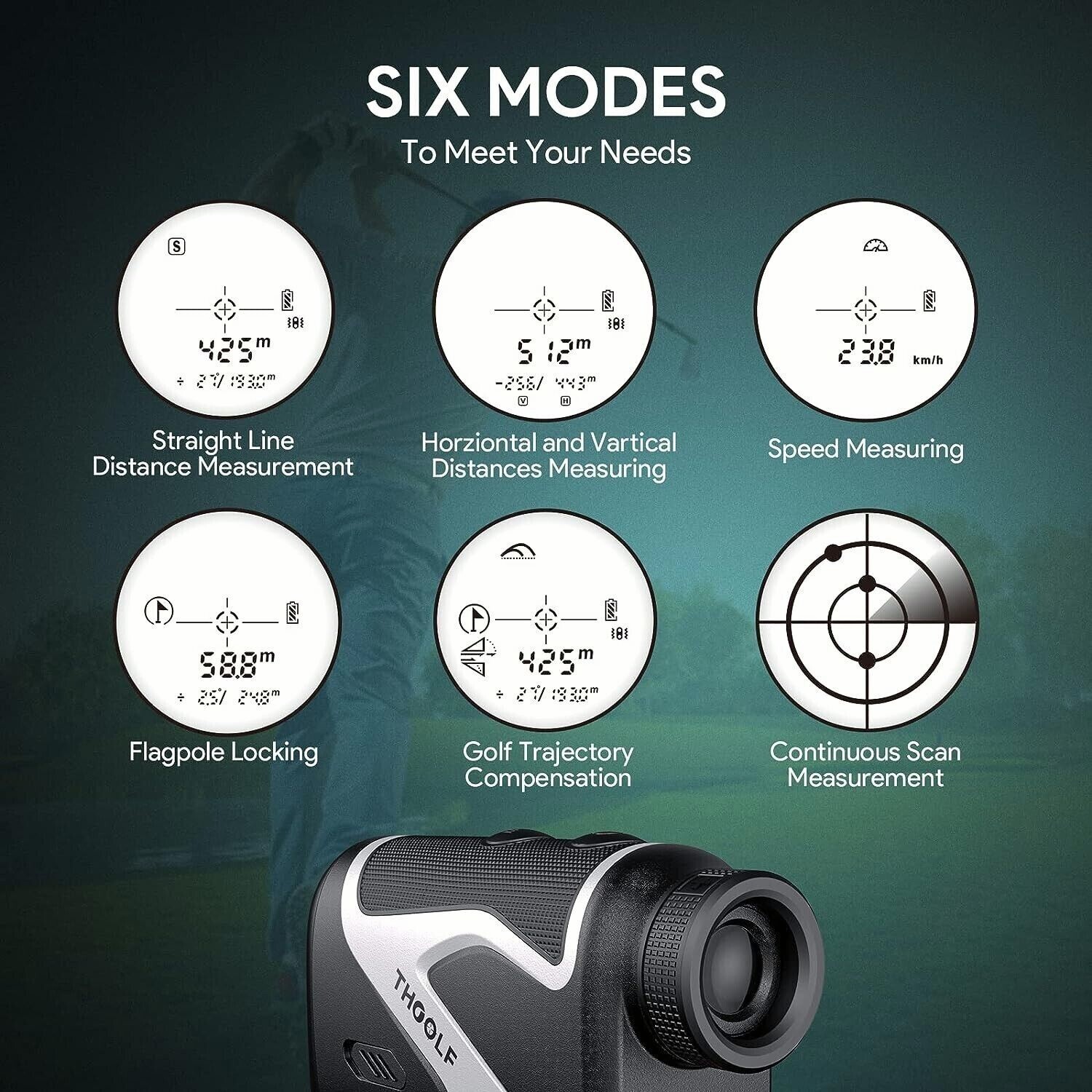 1300 Yard Golf Rangefinder with Slope,USB C Recharging Range Finder Golfing