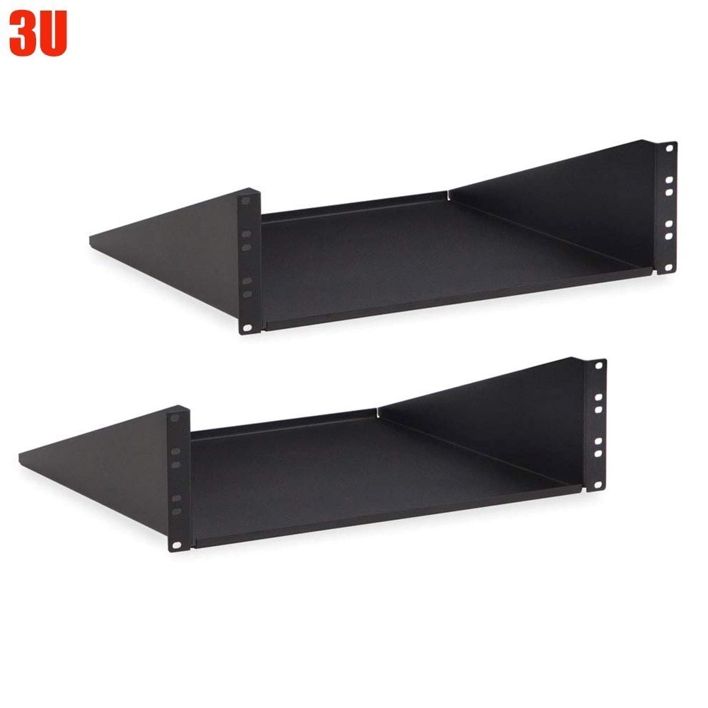 2 Pcs 3U 19" Cantilever Server Shelf Shelves Rack Mount Steel Black 16" Deep