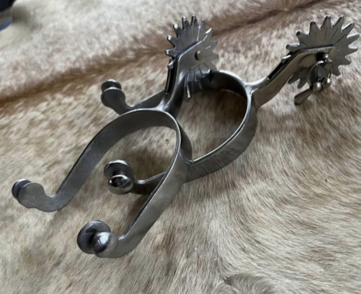 Adult Size Chrome Spurs with Jingle Bobs On Oversized Silver Rowels PAIR