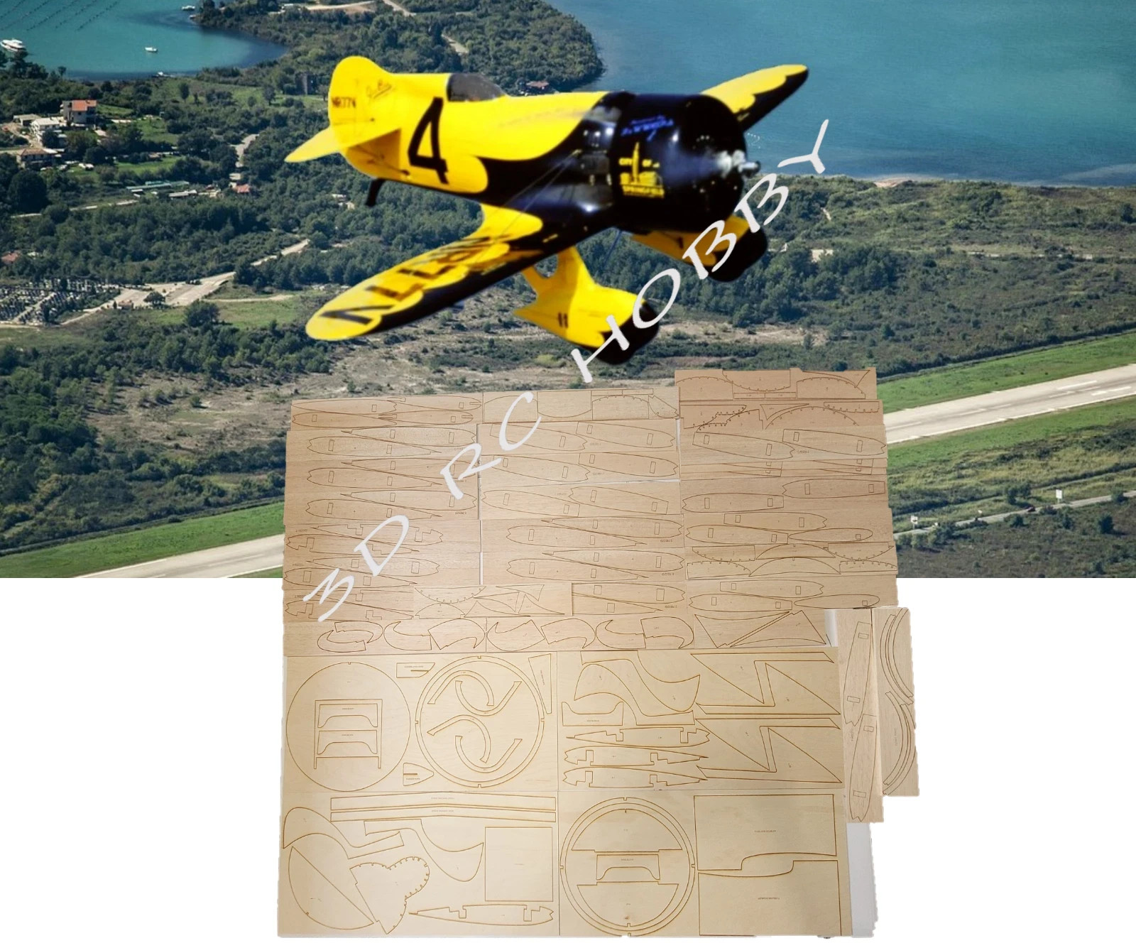 Gee Bee Model Z 72" WS RC Airplane Laser Cut Balsa & Ply Short Kit W/ Plans