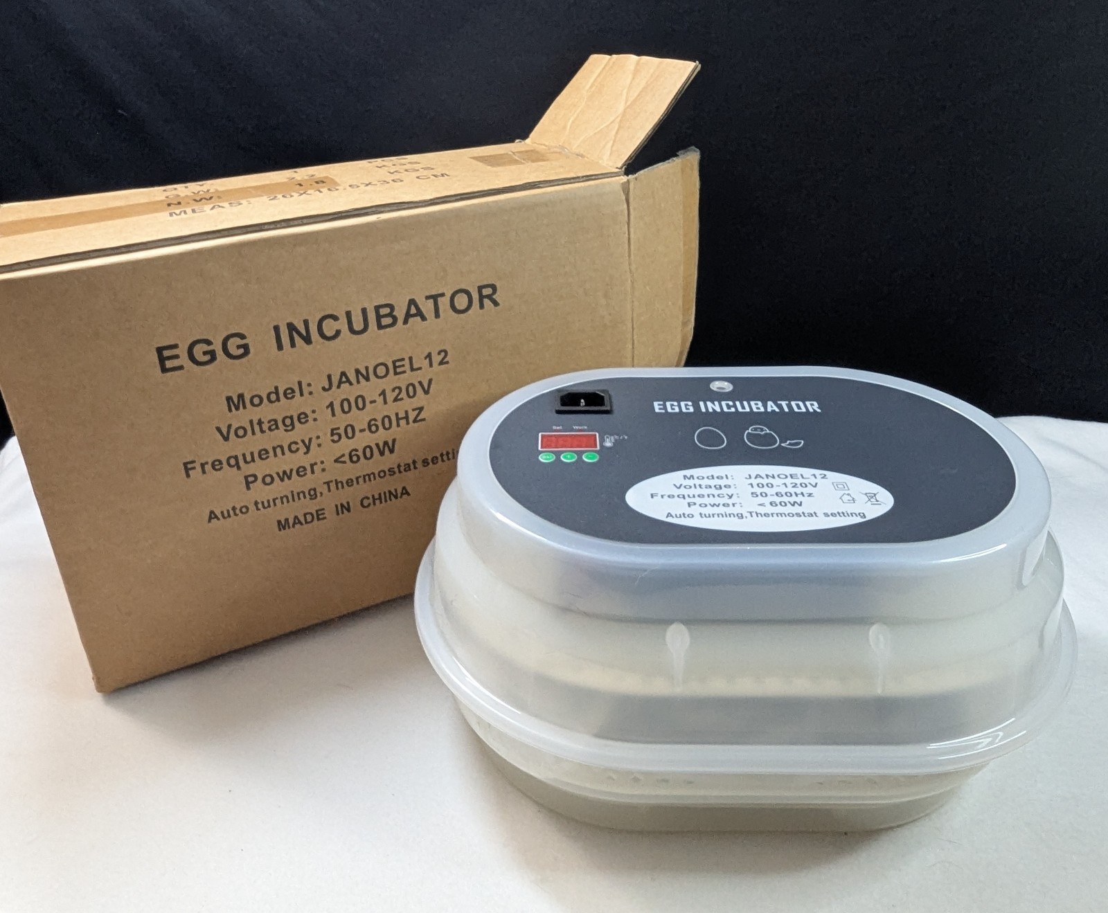 JANOEL12 Digital Egg Incubator Auto Turning Thermostat Setting for Birds NEW
