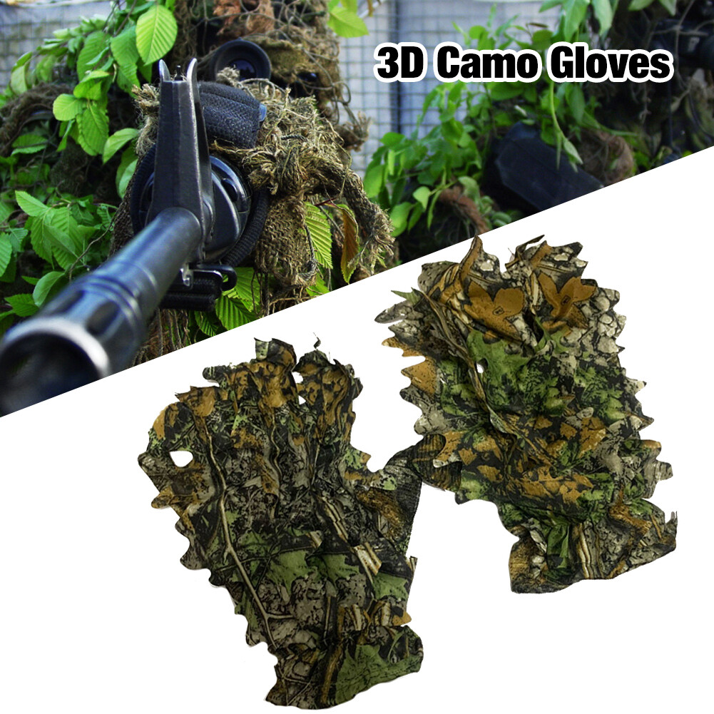 3D Leafy Green Camo Camouflage Hunting Clothing Ghillie Gloves Woodland Jungle