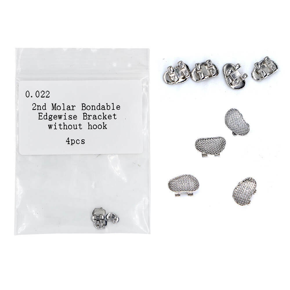 Dental Orthodontic 2nd Molar Edgewise Bondable Bracket 022 no-hook 4pcs/pack