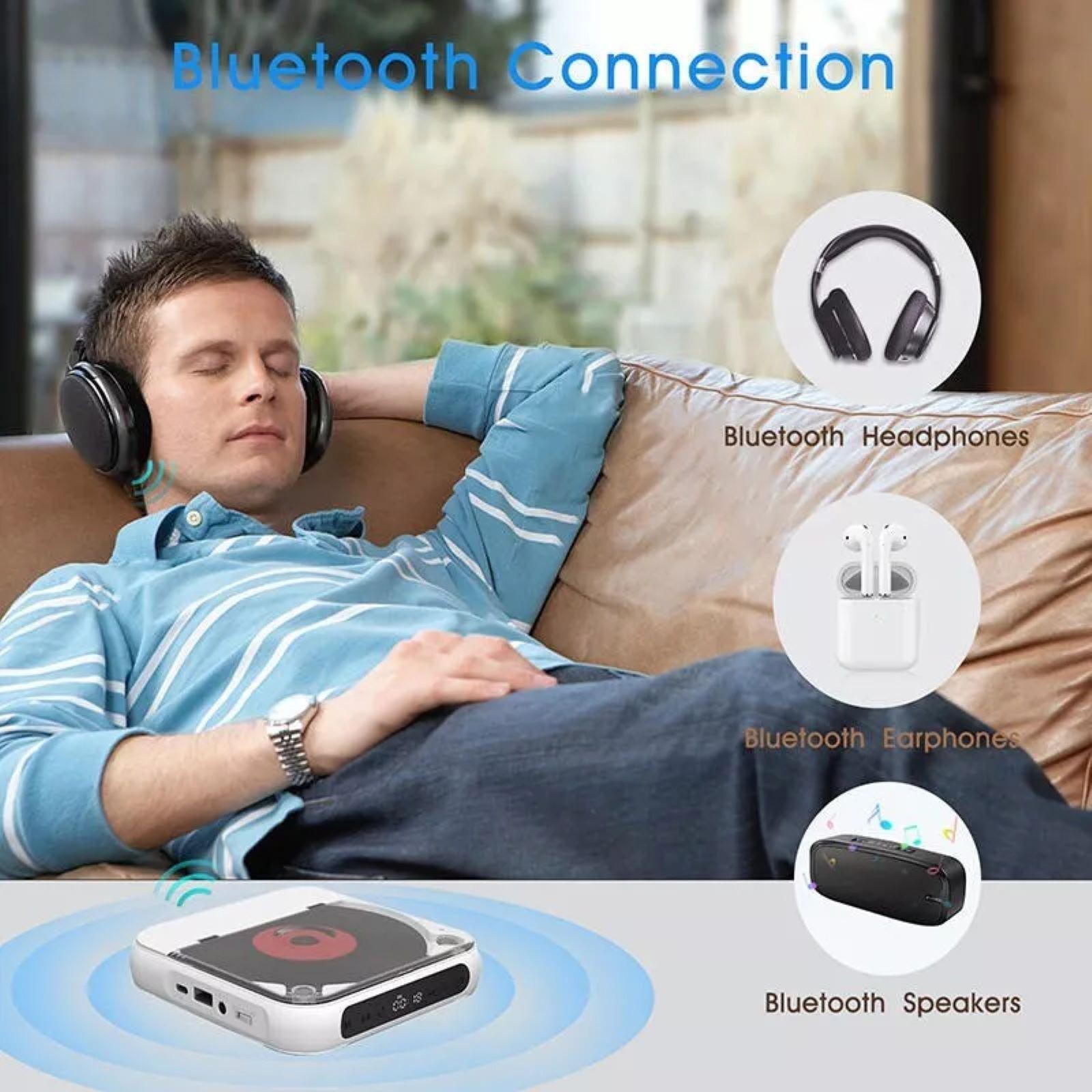 Multi-function CD Player 5V2A BT 5.3 CD/USB/3.5mm AUX Great Choice For Learning