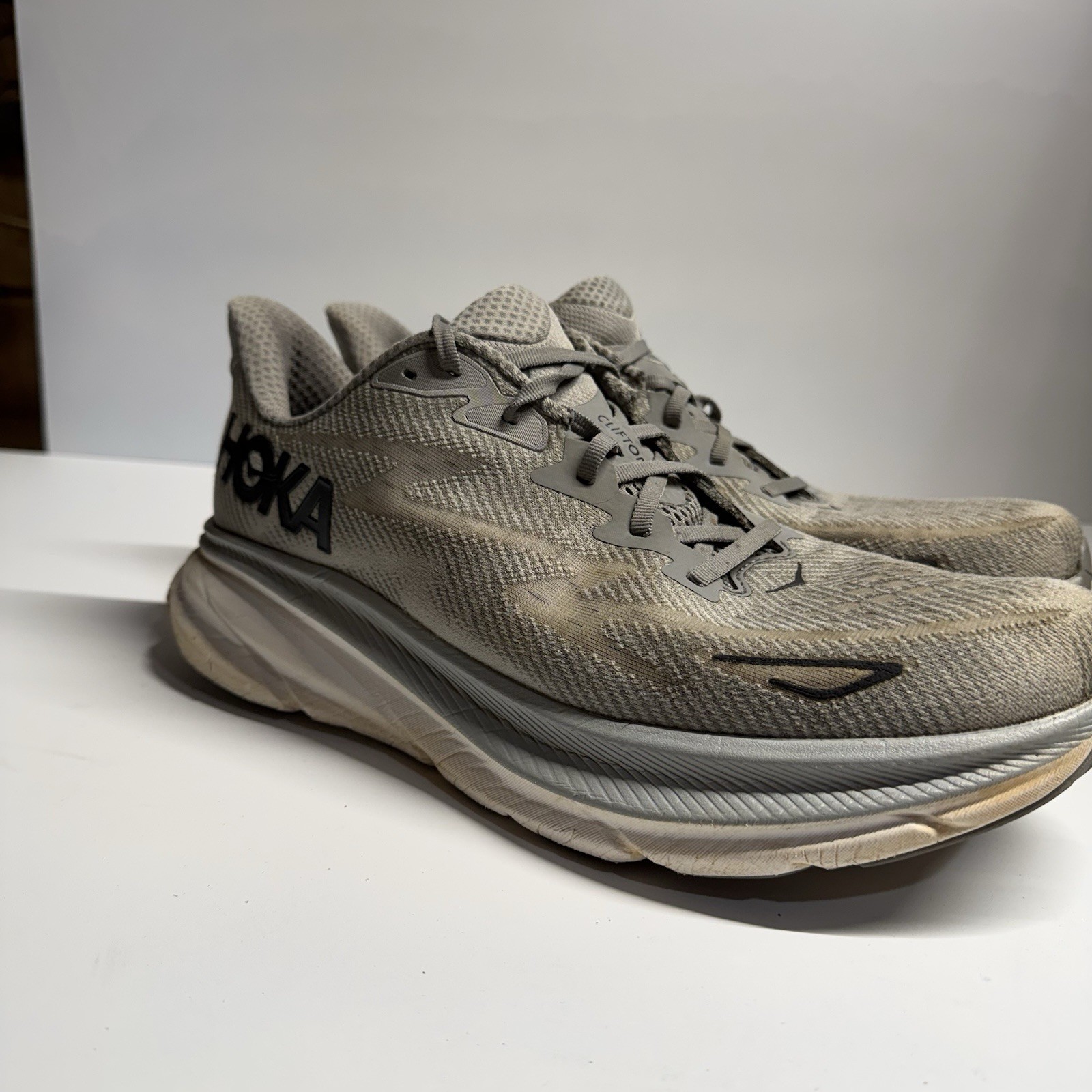 Hoka One One Clifton 9 Mesh Running Shoes Gray Men Lightweight Breathable