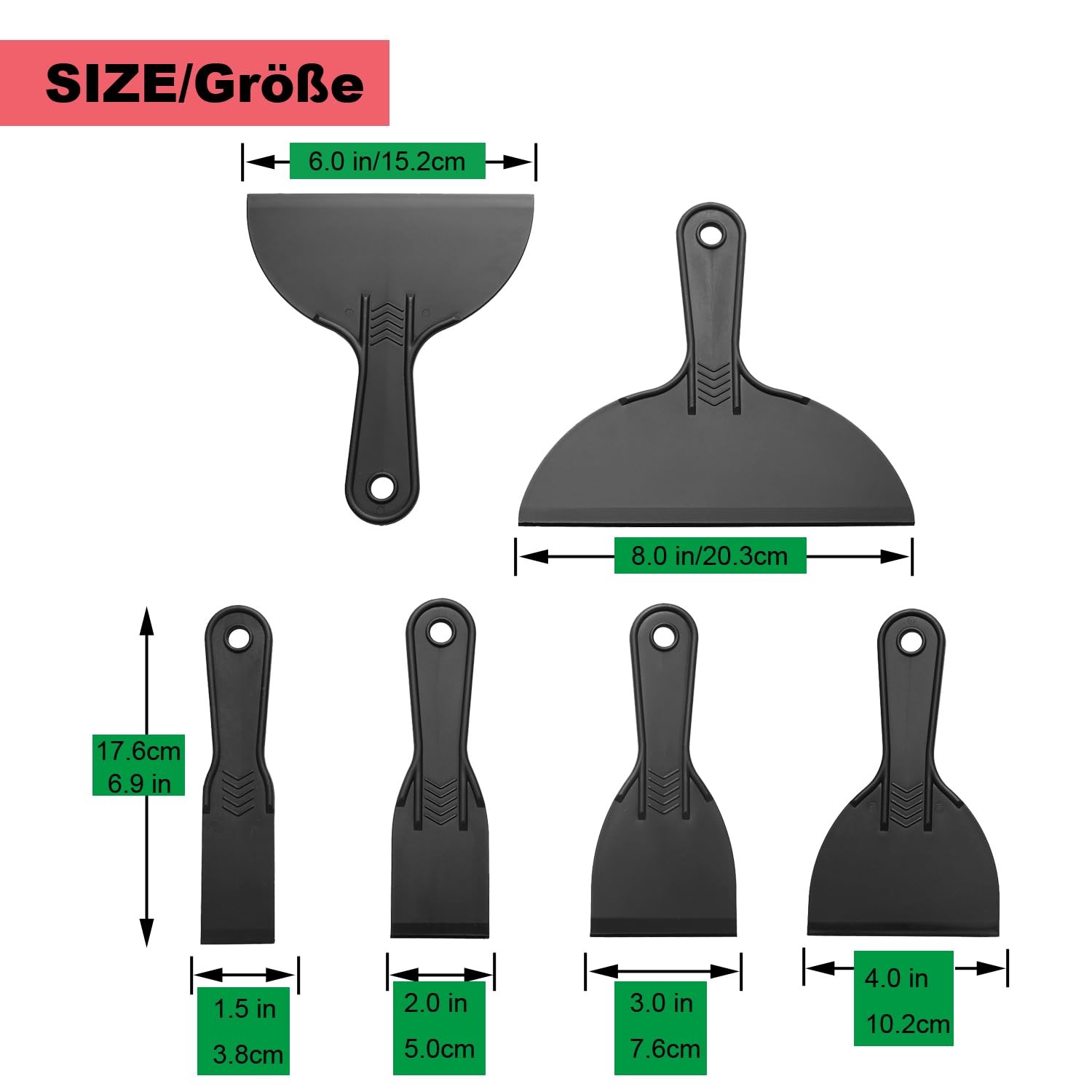 6 Pack Putty Knife Flexible Plastic Paint Scraper Tool for SpacklingPutty Knif