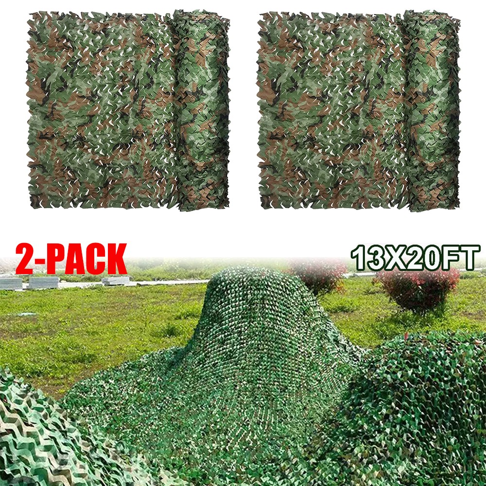 2x Camping Camouflage Netting Military Camo Sunshade Mesh Hunting Cover 13x20Ft