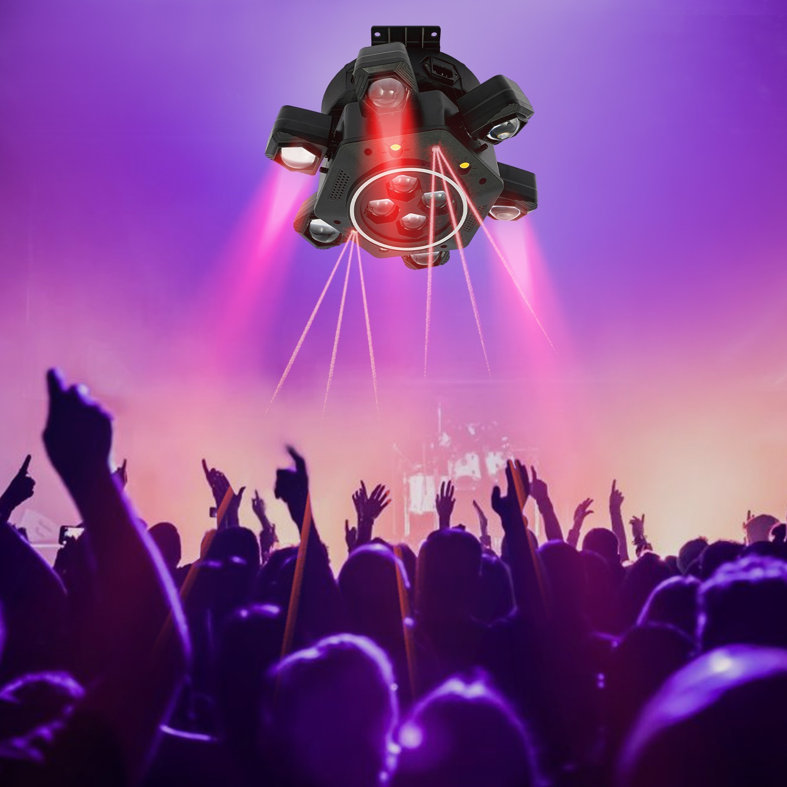 120W RGBW Stage Lights 6 Arms DJ Laser Light For Party Disco Club Bar w/ Remote