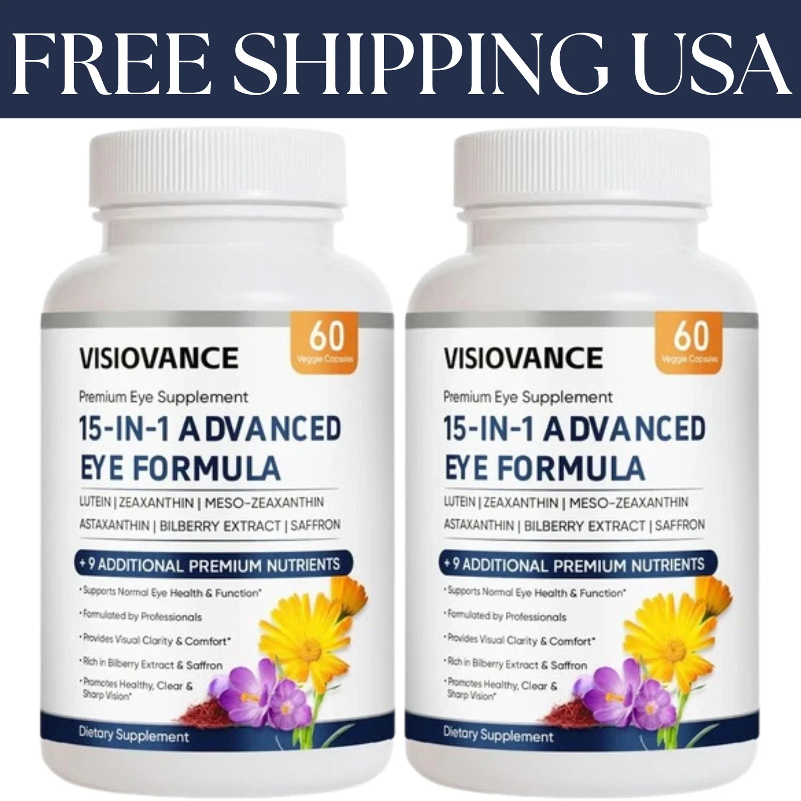 (2 Pack) VisioVance 15 in 1 Advanced Eye Formula - Neurobella Eye Formula USA