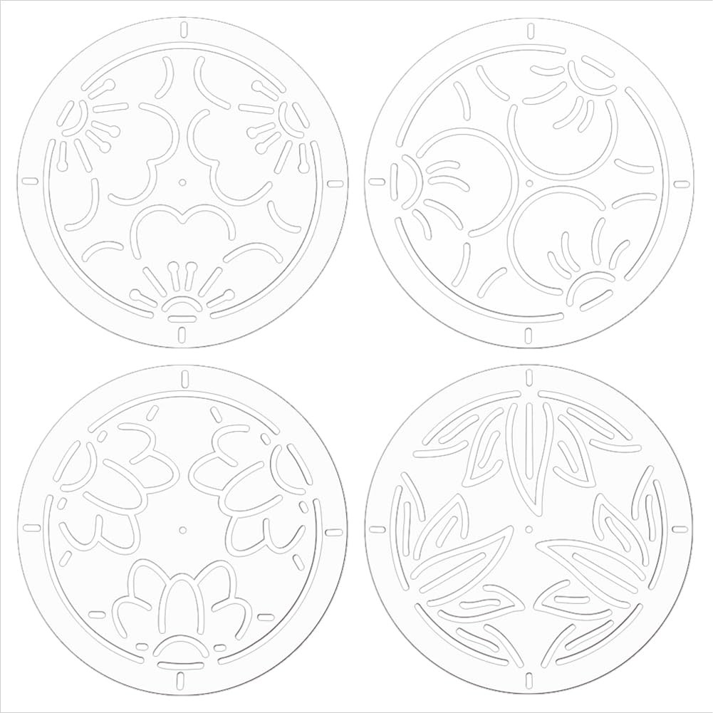 4 Pcs 4.5" Flower Acrylic Sashiko Stencil Embroidery Tool Drawing Template