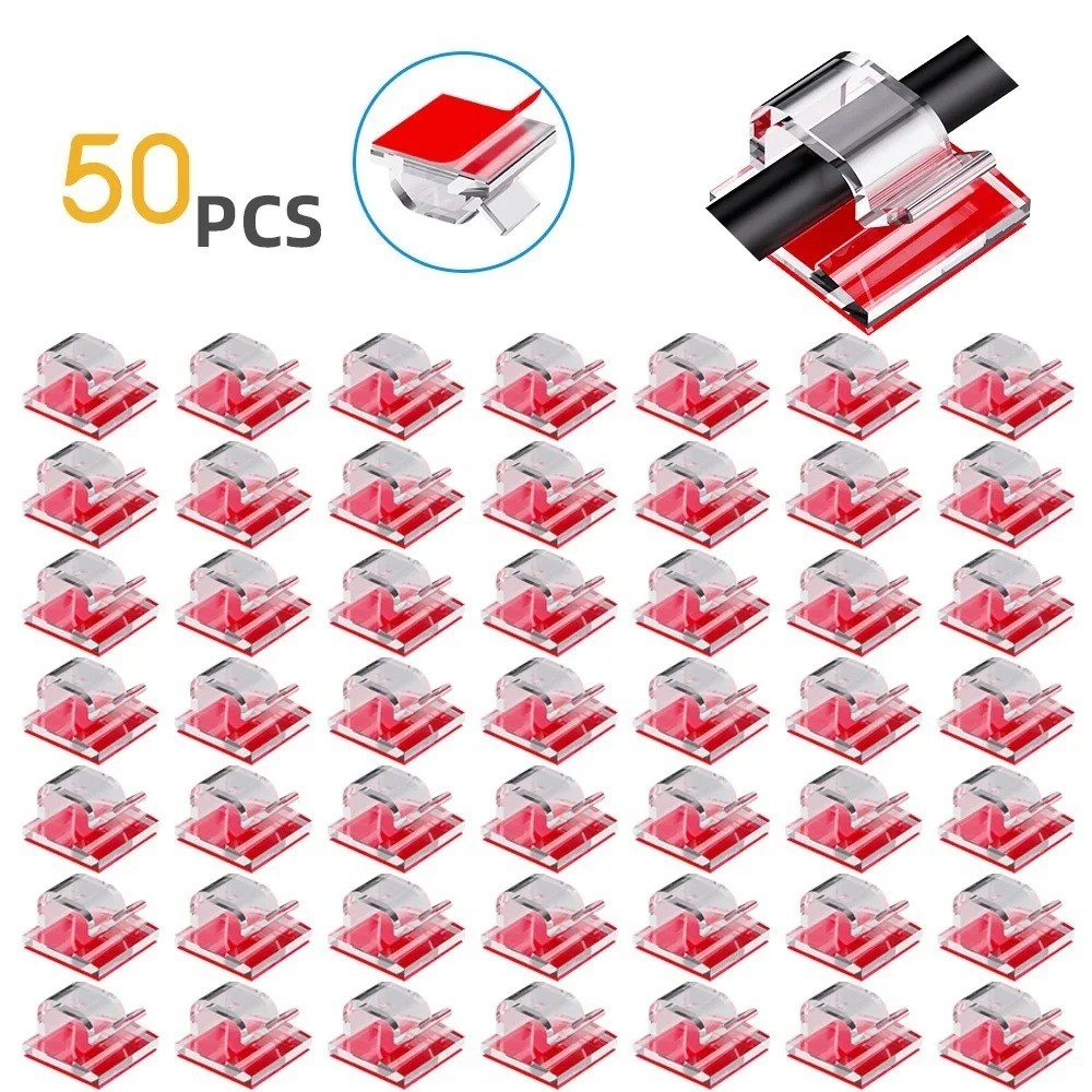 50PCS Cable Clips Self Adhesive Wire Holder Cord Organizer Desktop Tidy