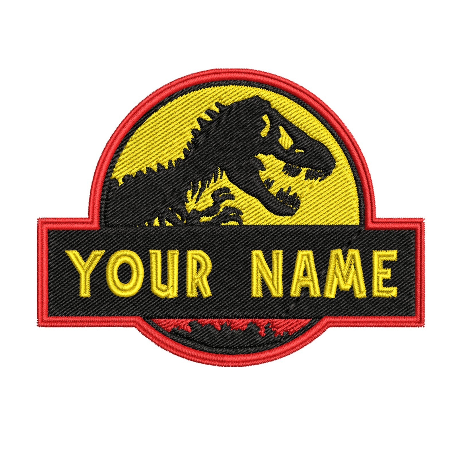 CHILD Custom Jurassic Park Dino Embroidered Name Tag Patch [IRON-ON] YOUR NAME