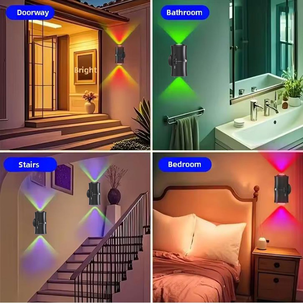 2-Pack Motion Sensor LED Night Light Rechargeable Magnetic Wall Lamp 7 Colors