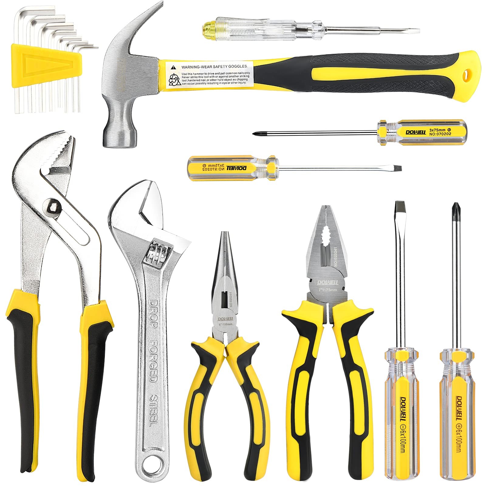 Tool Set Tool Kit 19-Piece Household Tool Kit Set Pliers Screwdriver Set Hex ...