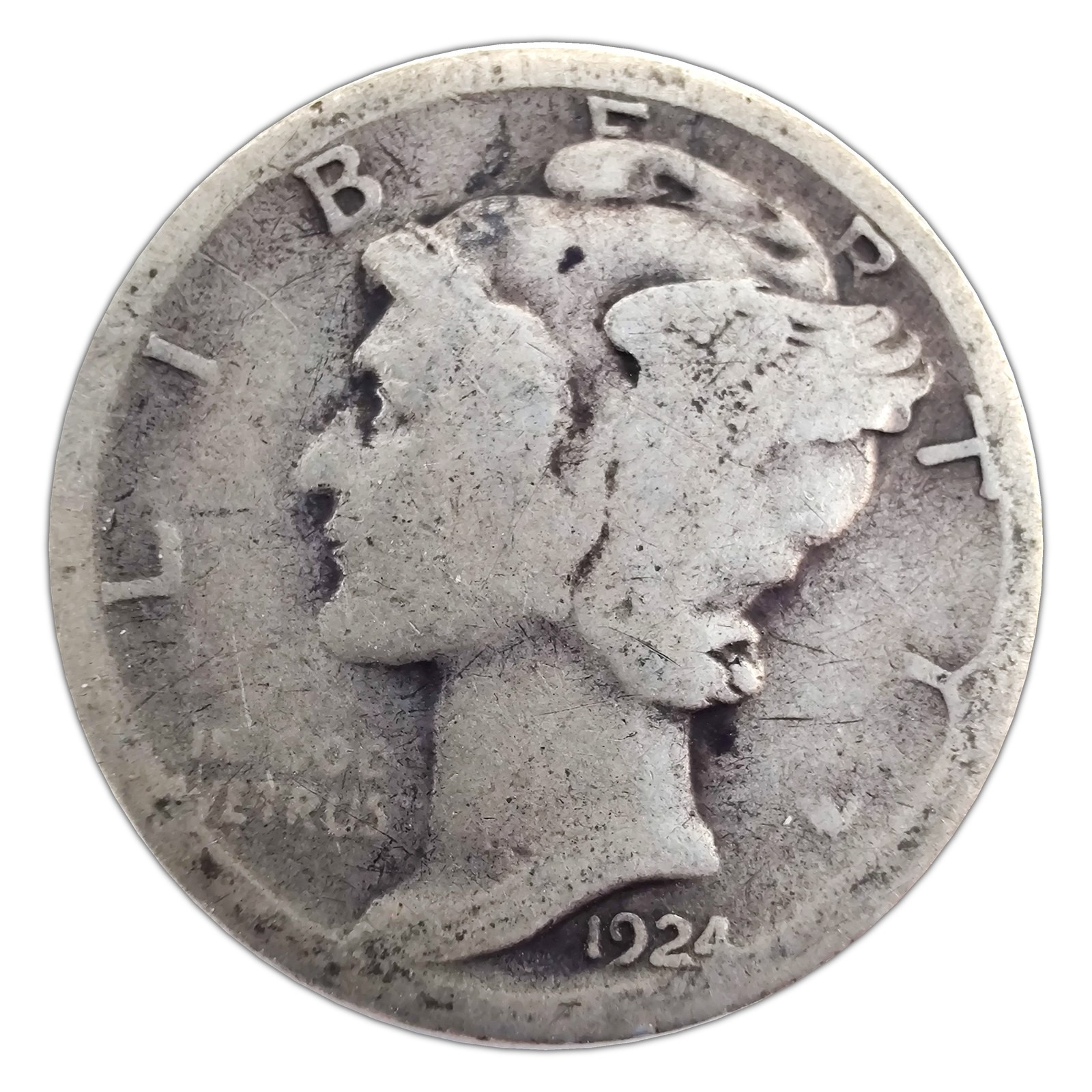 1924-D Mercury Dime AG About Good 90% Silver