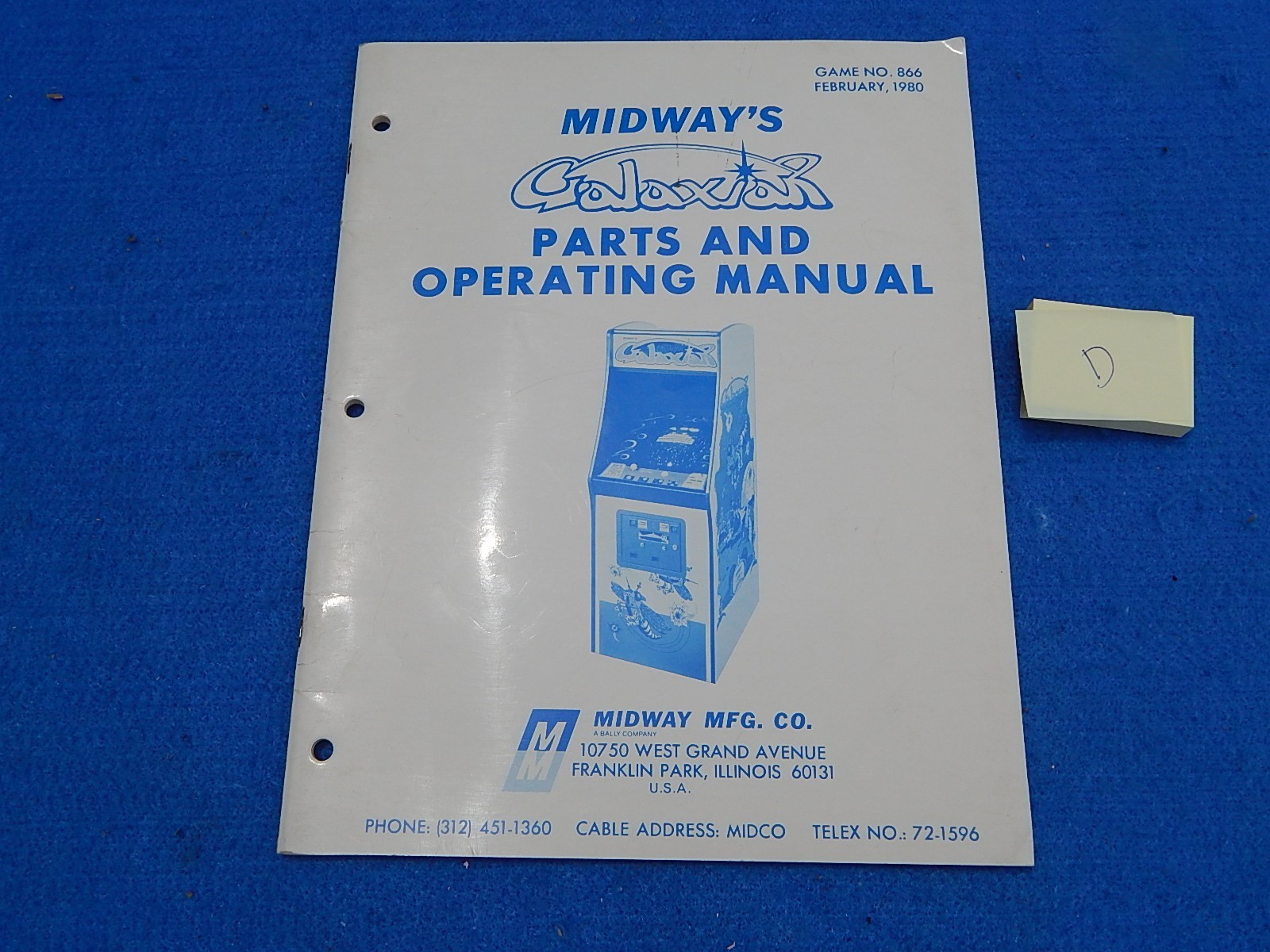 1980 Midway GALAXIAN Parts and Operating Manual M-866