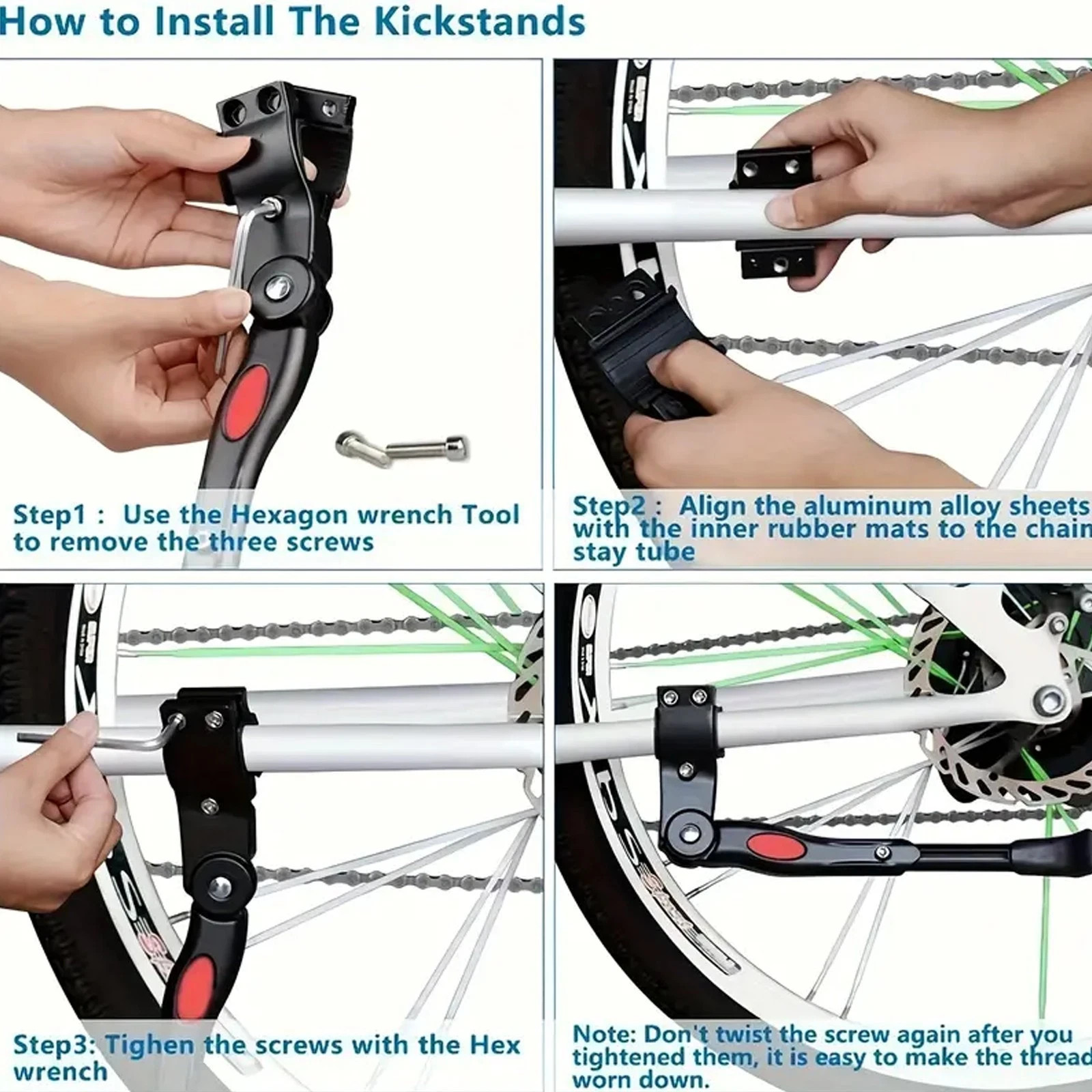 Adjustable Bicycle Kickstand Non-Slip Easy Bike Side Kick Stand for Most 16"-26"