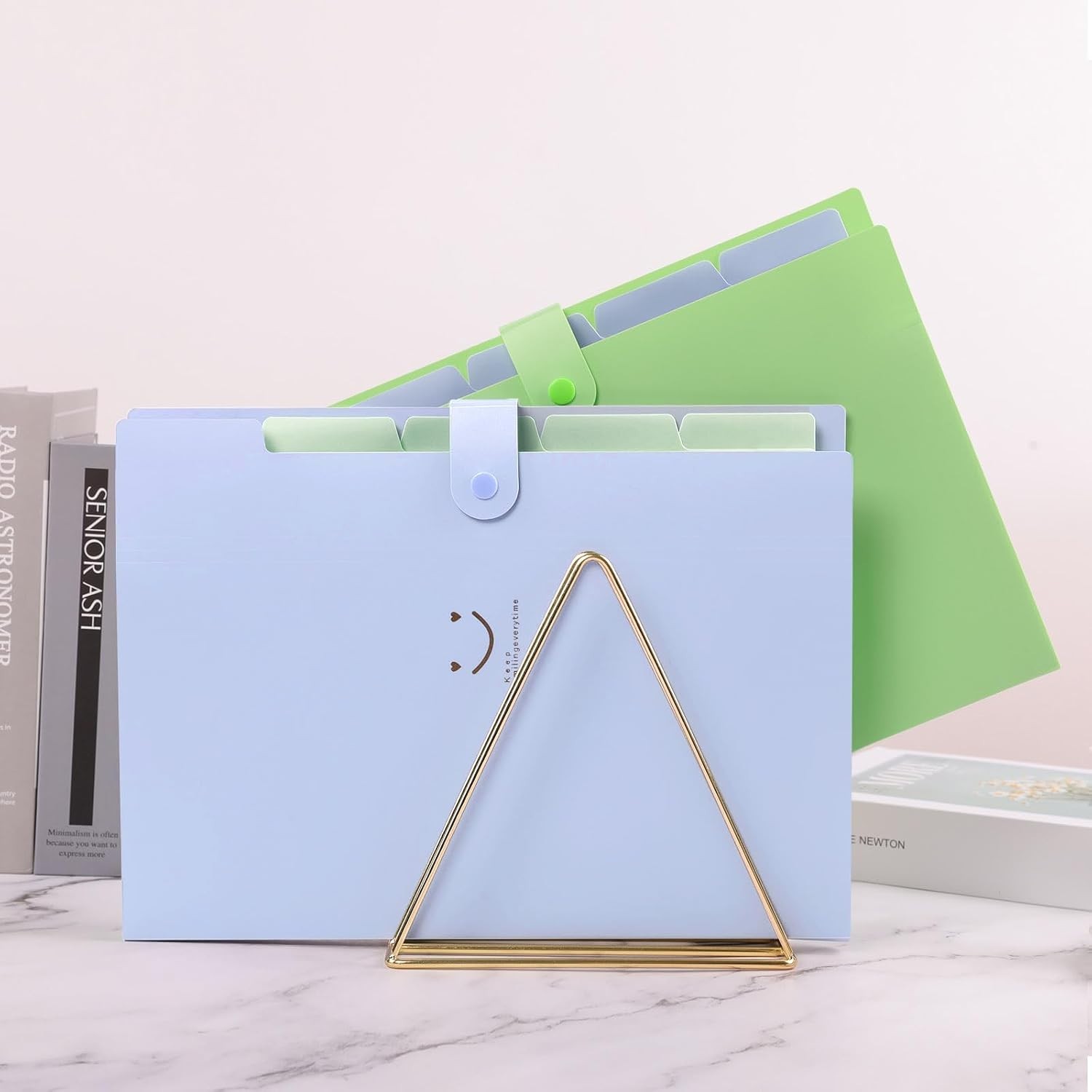 Lightweight & Portable Expanding File Folder with 5 Pockets - Purple Elegance