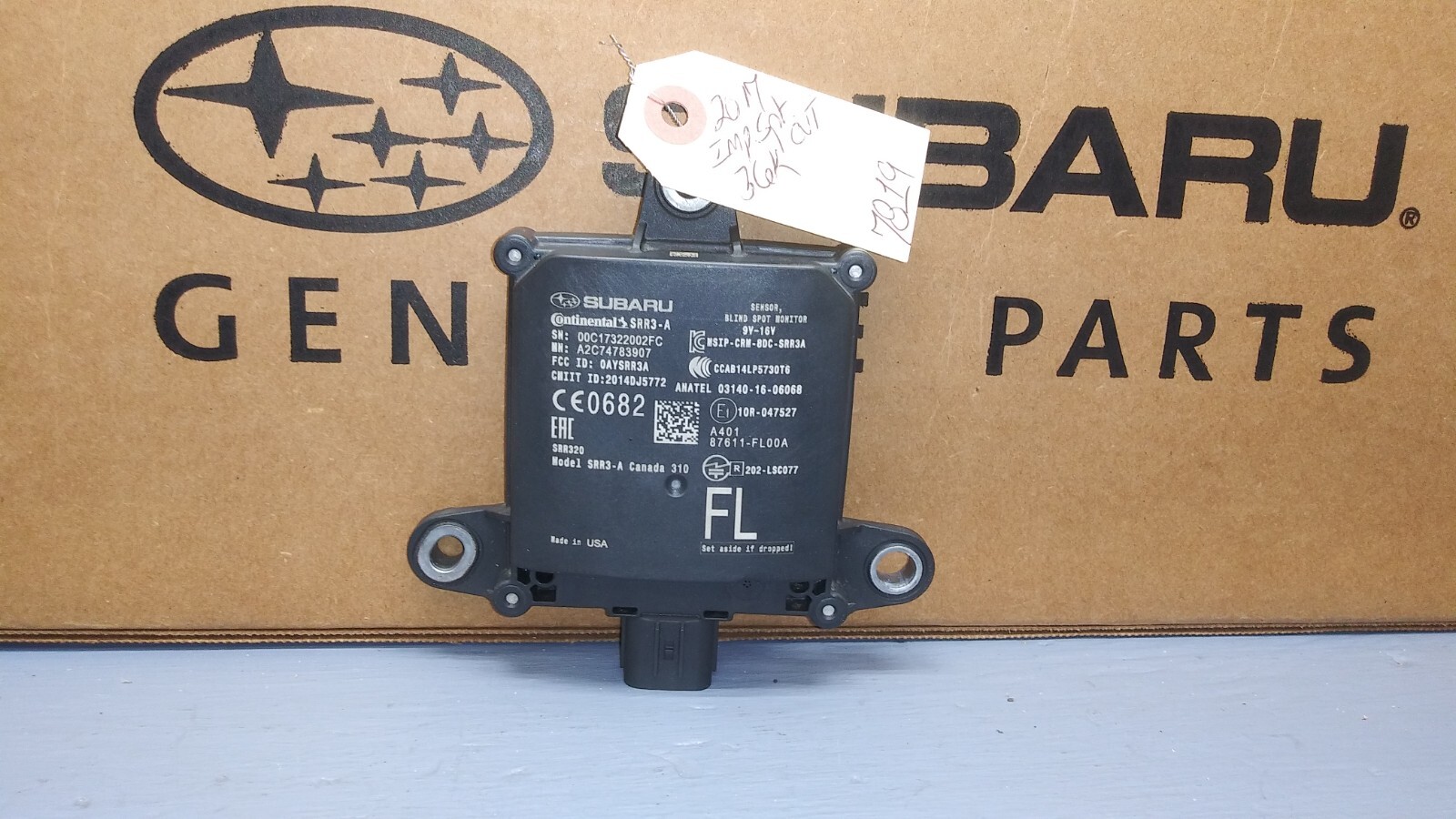 2017-18 Subaru Impreza Blind Spot Radar 87611FL00A 36K 7819
